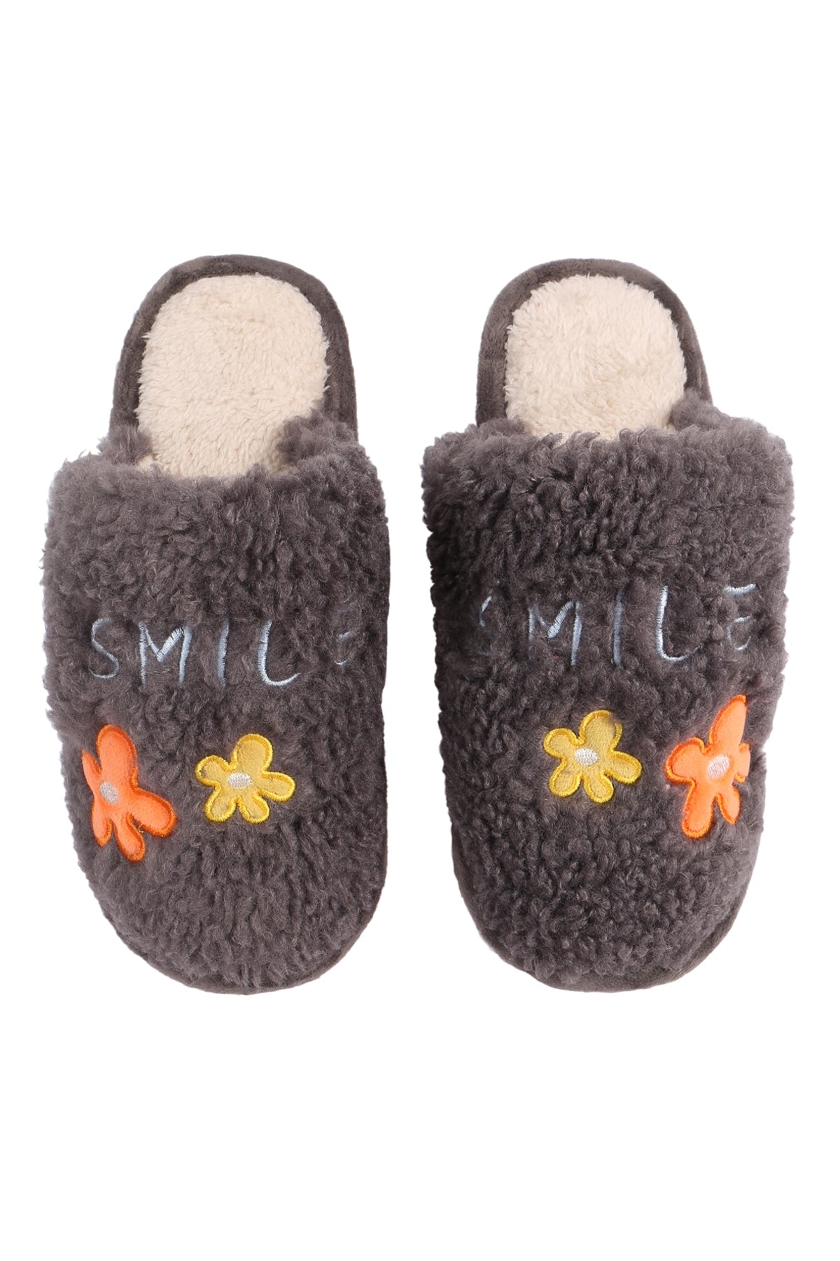 Mini Daisy Embroidered Fleece Slippers