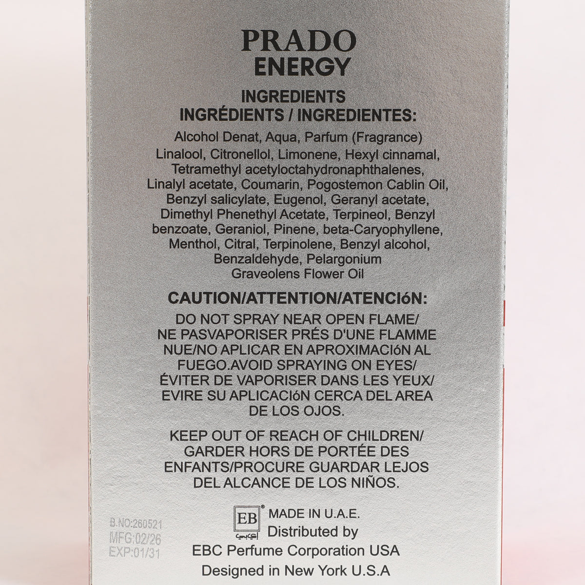 Prado Energy Spray Perfume Eau De Parfum For Men - 100ML/3.3FL.OZ./3PCS