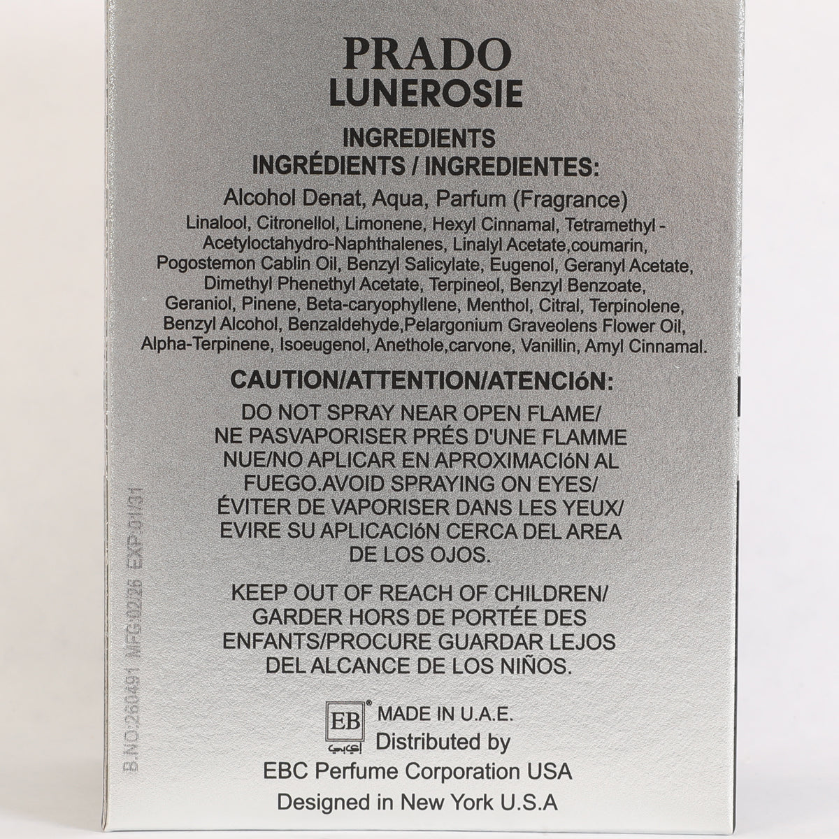 Prado Lune Rosie Spray Perfume Eau De Parfum For Men - 100ML/3.3FL.OZ./3PCS