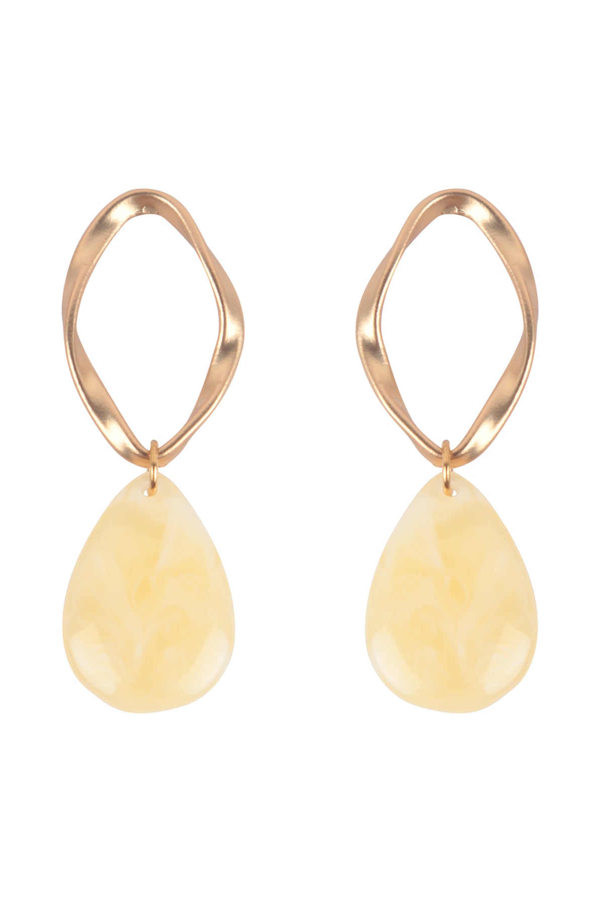 Beige Teardrop Marble Earrings