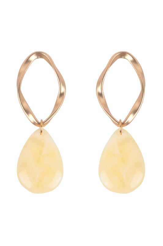 Beige Teardrop Marble Earrings