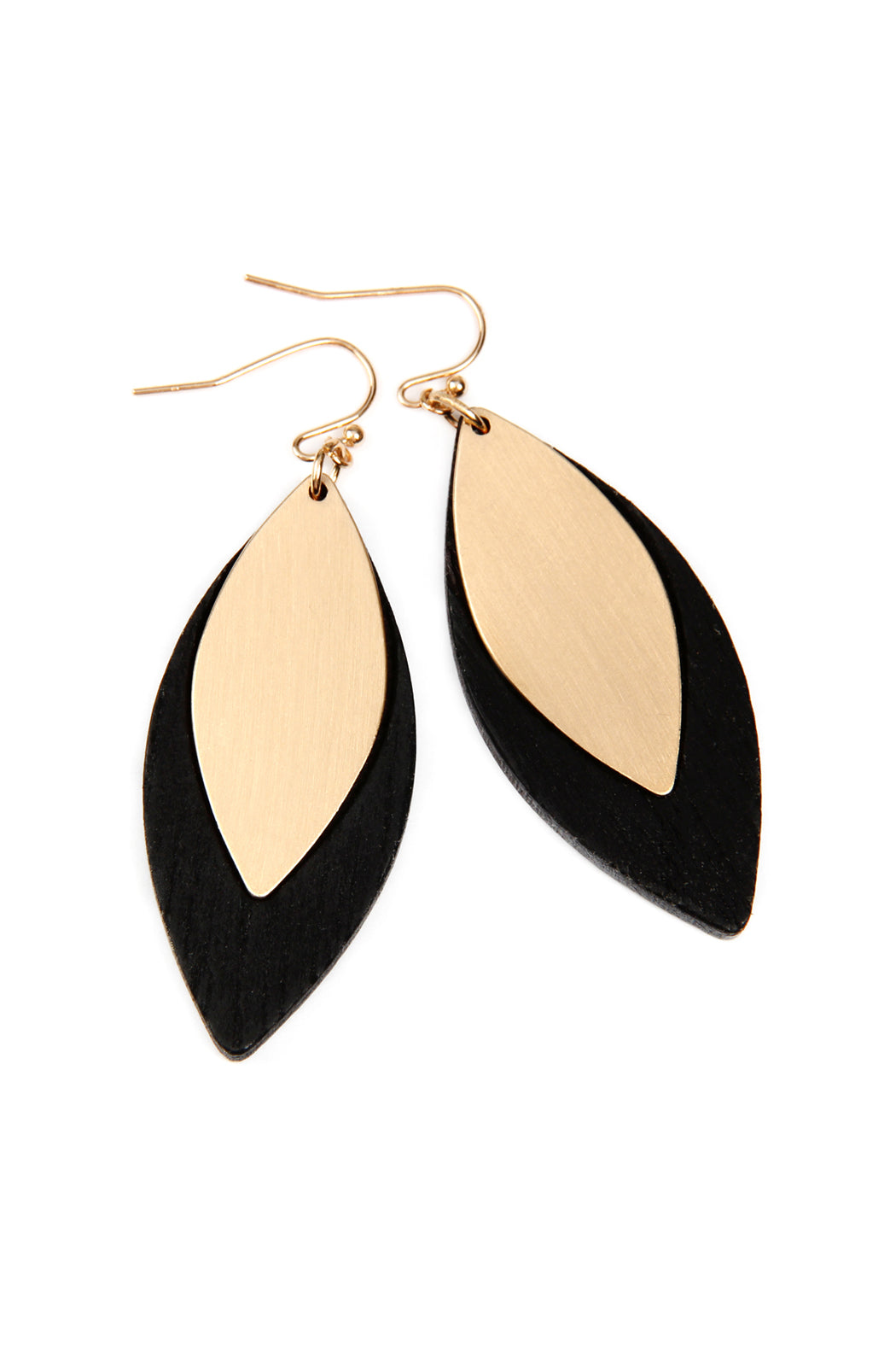 Satin Metal Wood Earring