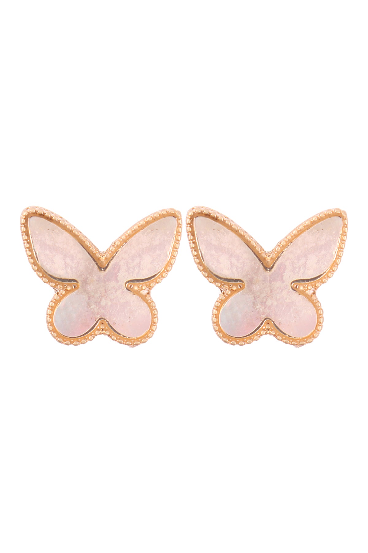Butterfly Mop Post Earrings Matte Gold  Cream