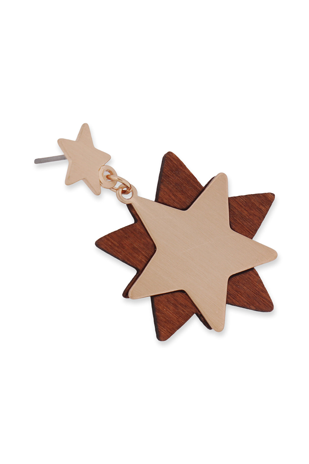 Starry Wood Dangle Post Earrings
