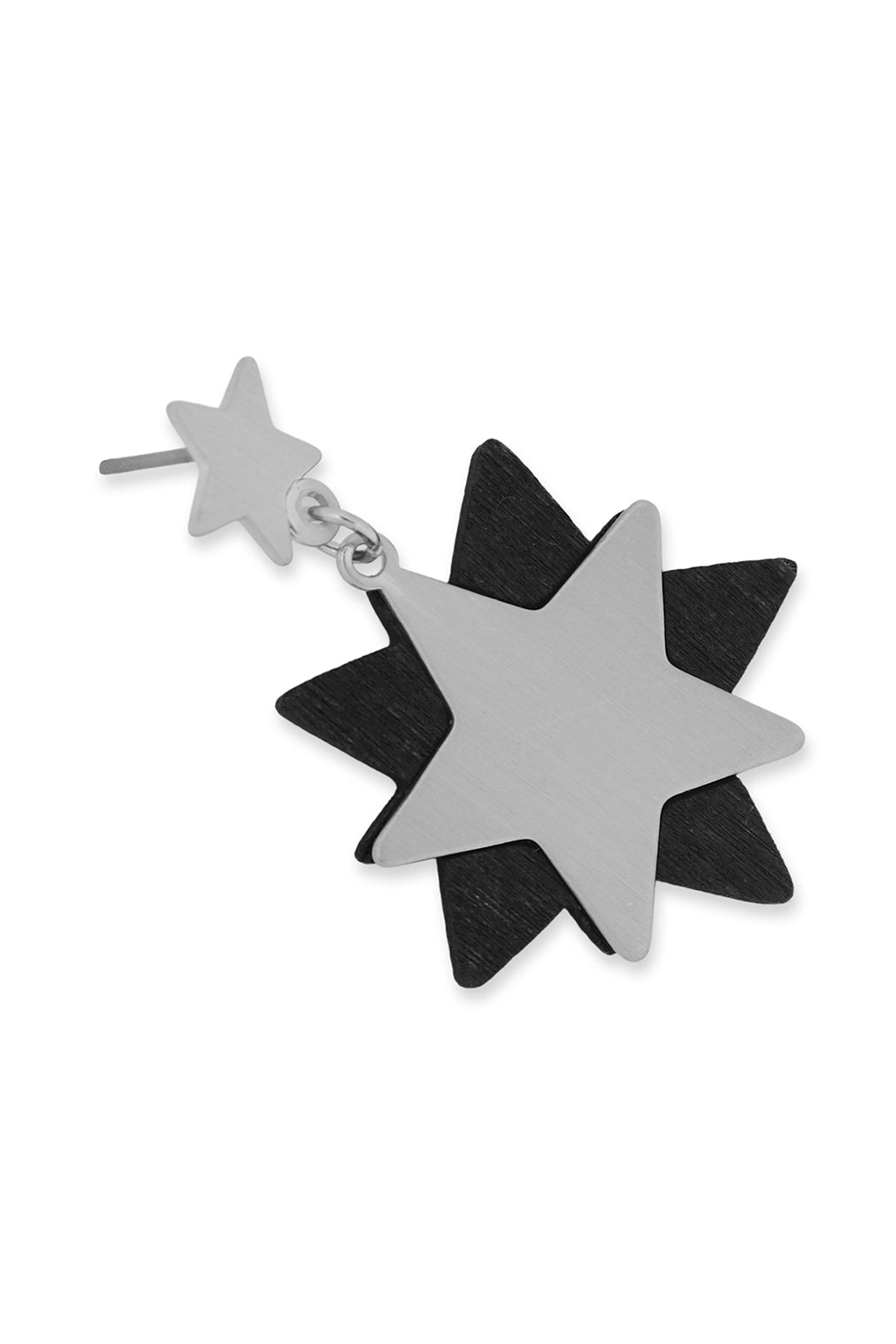 Starry Wood Dangle Post Earrings