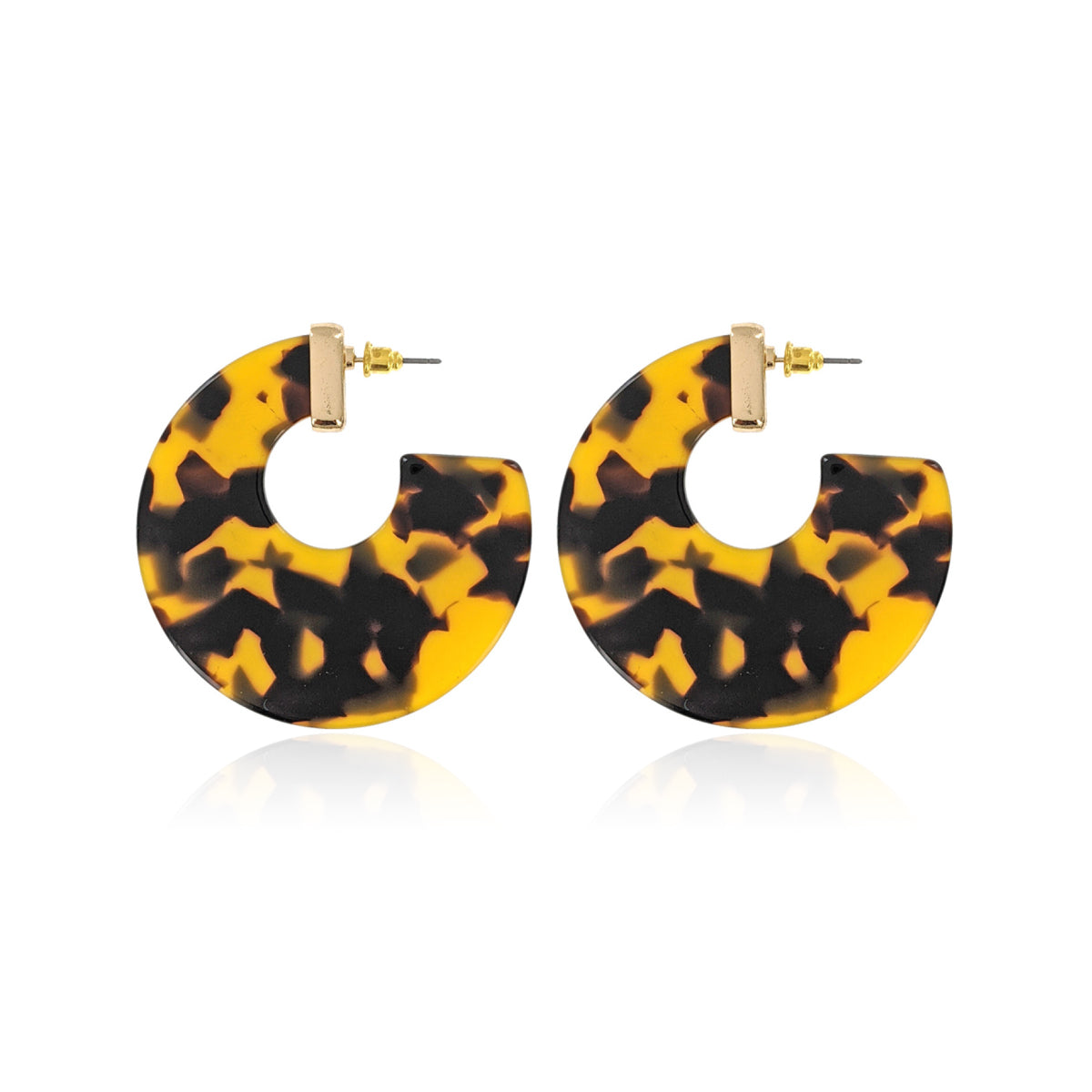 Tortoise Flat Hoop Fashion Earrings
