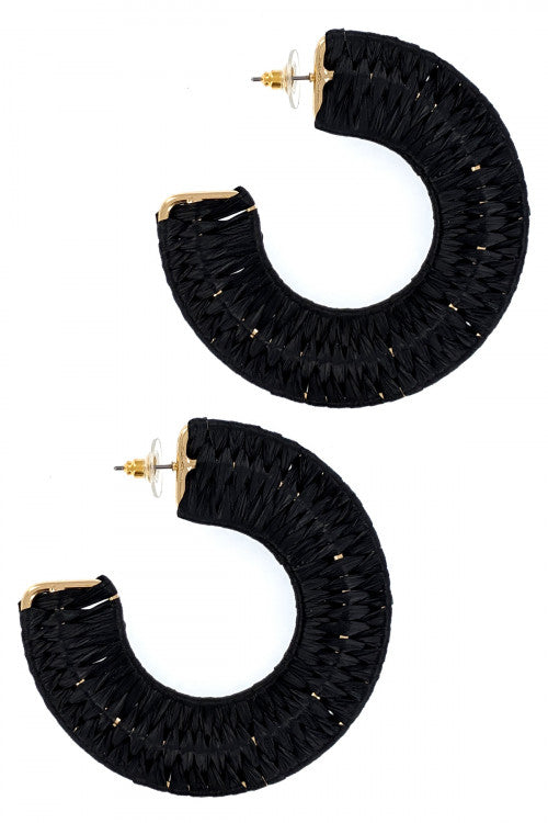 Hoop Braided Raffia Earrings
