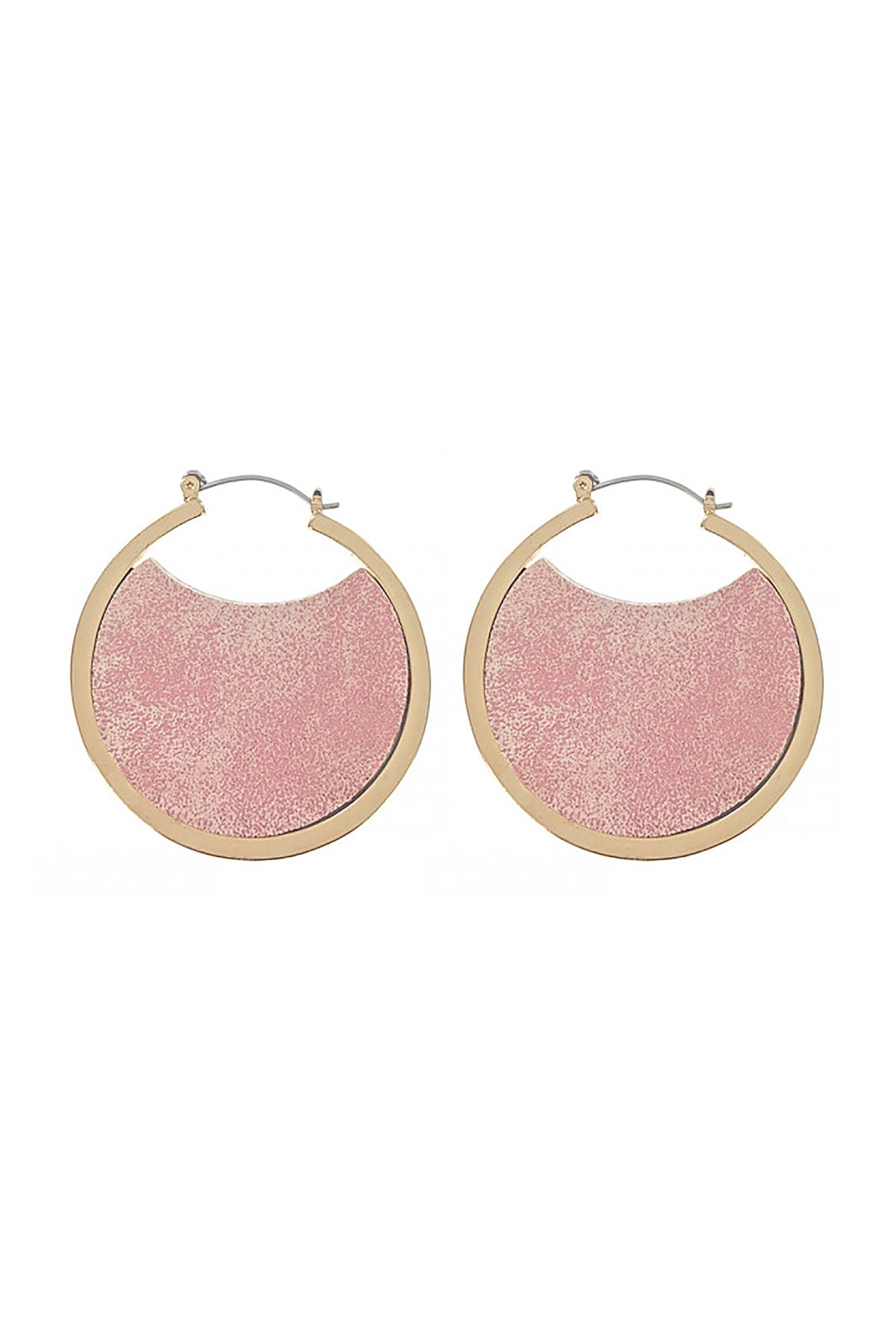 Pink Gold Hoop Earrings With Pink Colored Leather Interior Design