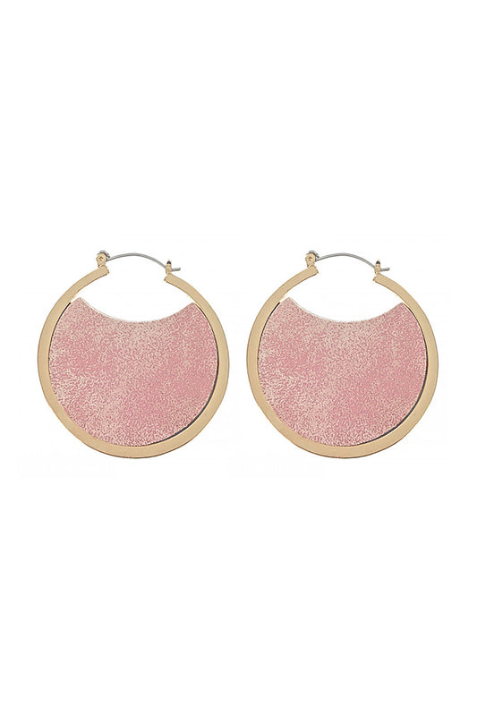 Pink Gold Hoop Earrings With Pink Colored Leather Interior Design