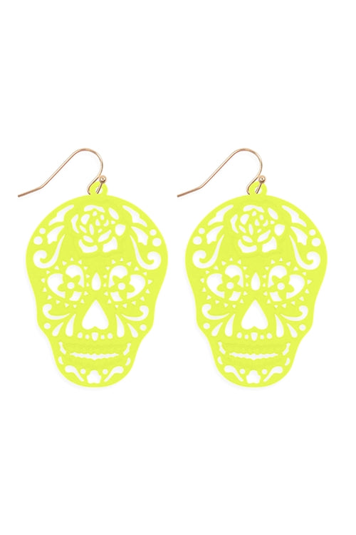 Halloween Skull Color Coating Filigree Earrings
