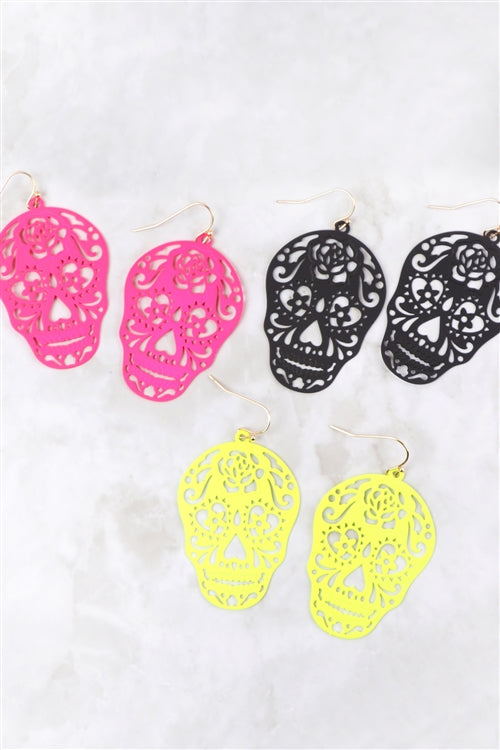 Halloween Skull Color Coating Filigree Earrings