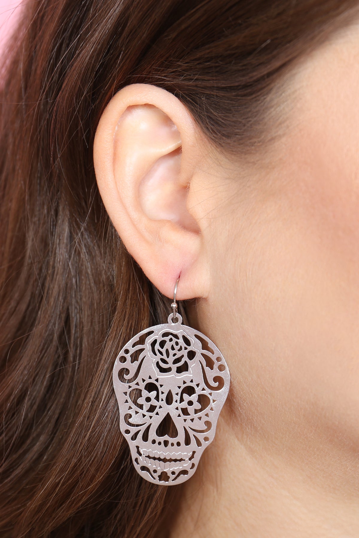 Halloween Skull Color Coating Filigree Earrings
