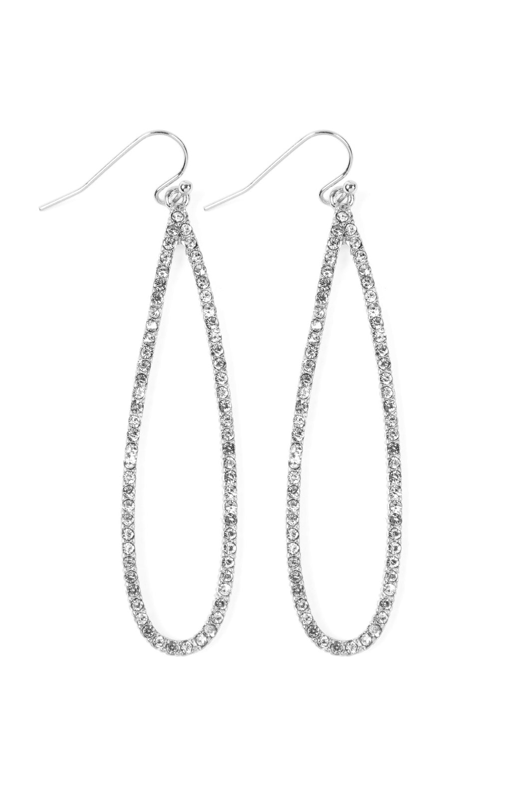 Pave Long Teardrop Fish Hook Earrings Gold Multicolor