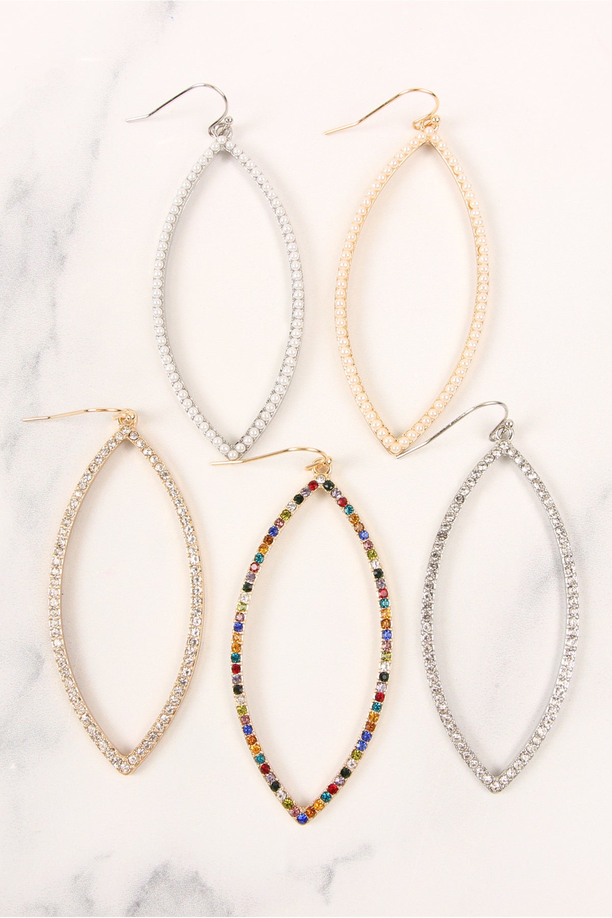 Open Marquise Shape Pave Earrings