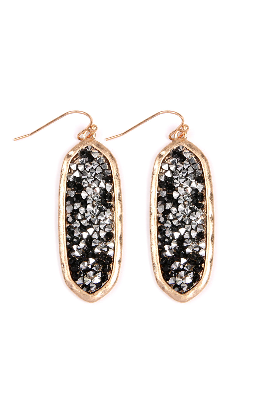 Glitter Faceted Oval Drop Earrings