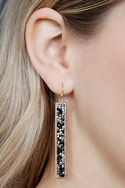 Glitter Faceted Bar Drop Earrings