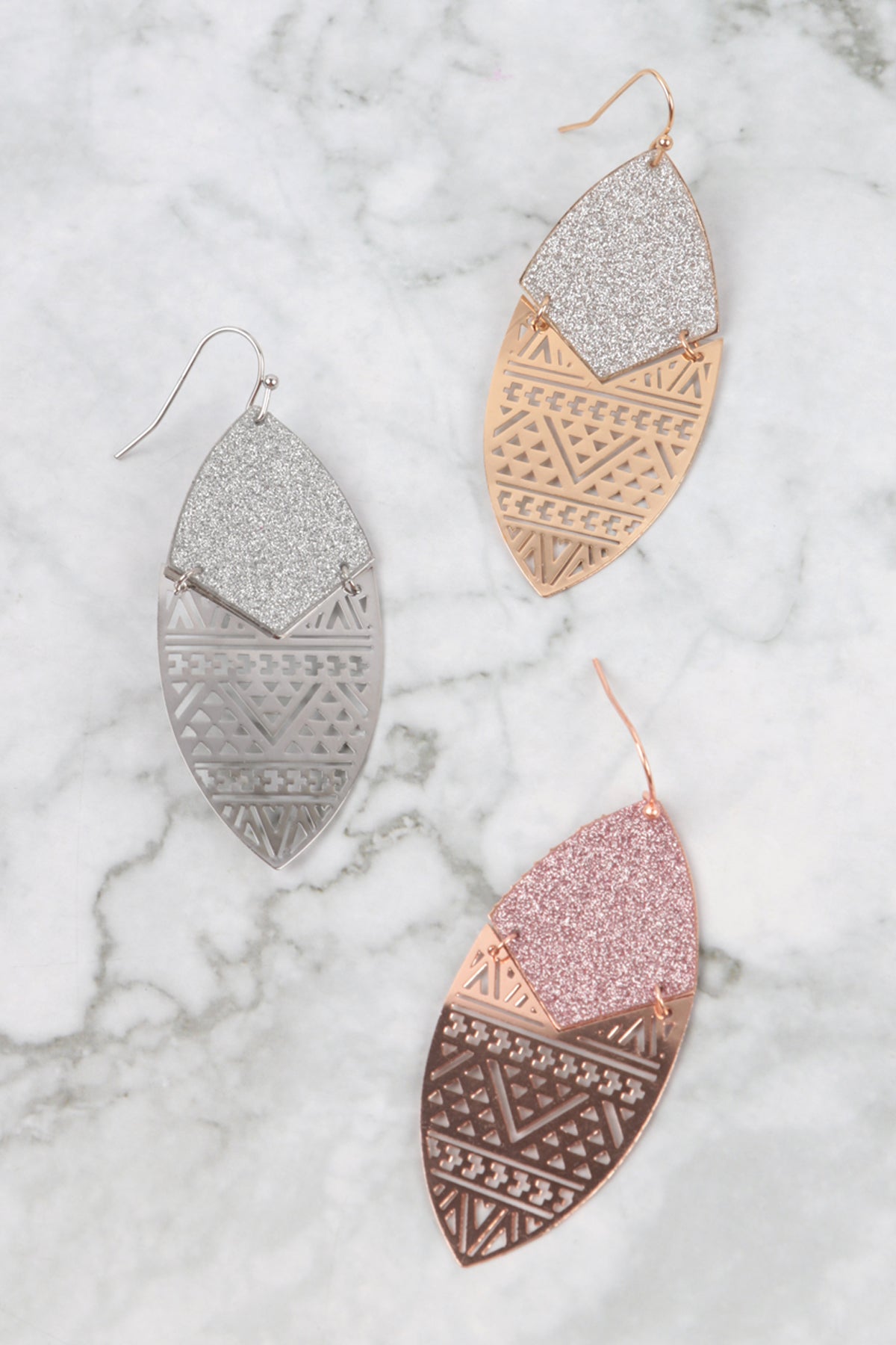 Sand Sticker Maruise Tribal Filigree Earrings Gold Silver