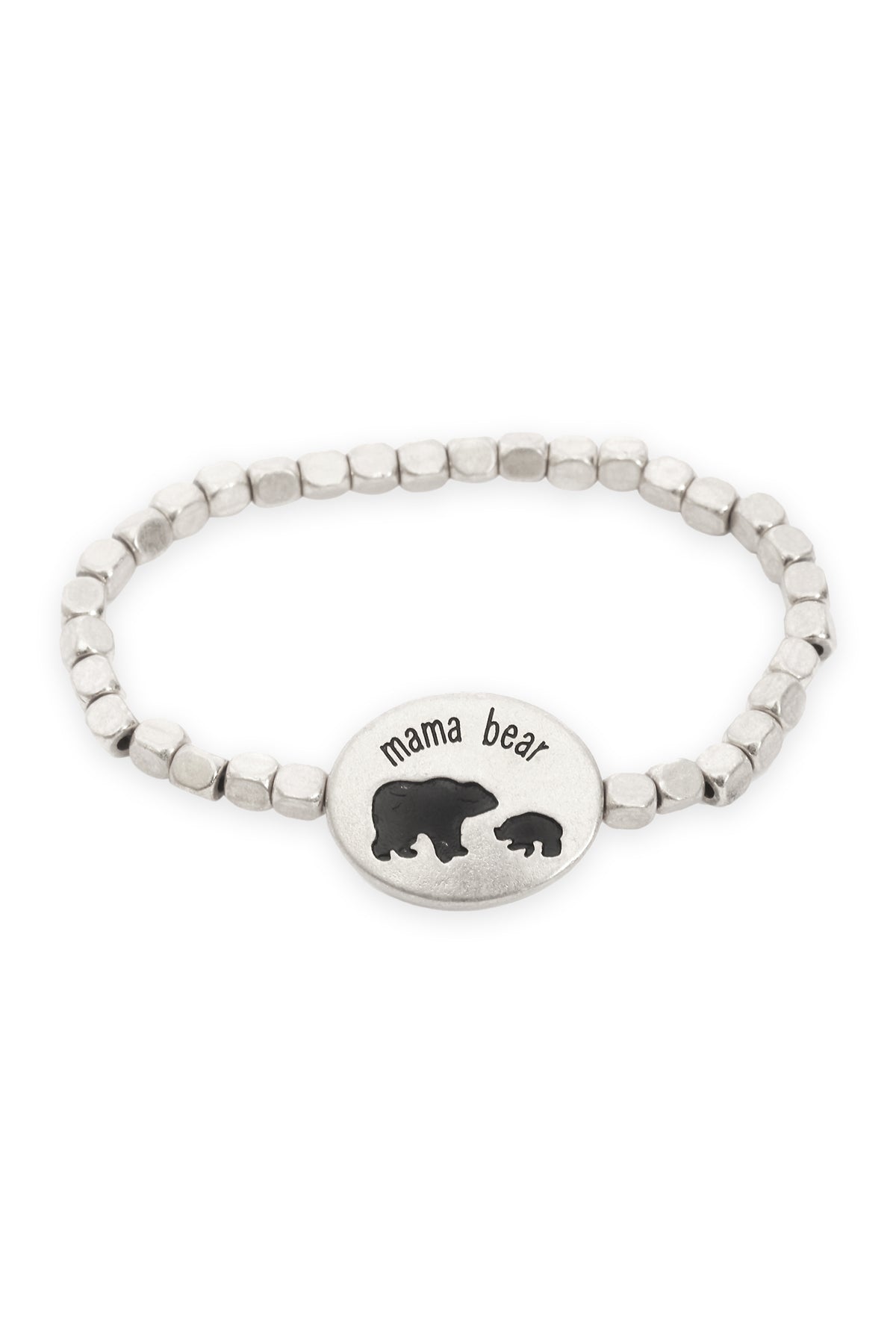 Metal Nugget Bear Elastic Oval Bracelet