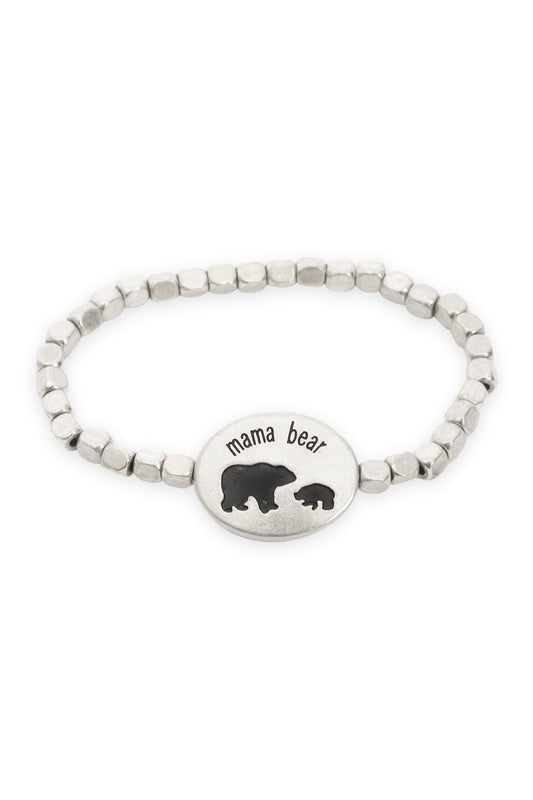 Metal Nugget Bear Elastic Oval Bracelet