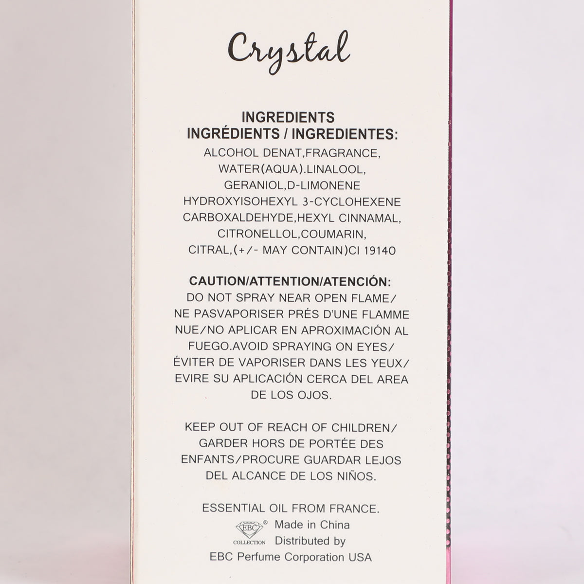 Crystal Spray Perfume Eau De Parfum For Women - 100ML/3.4 FL.OZ