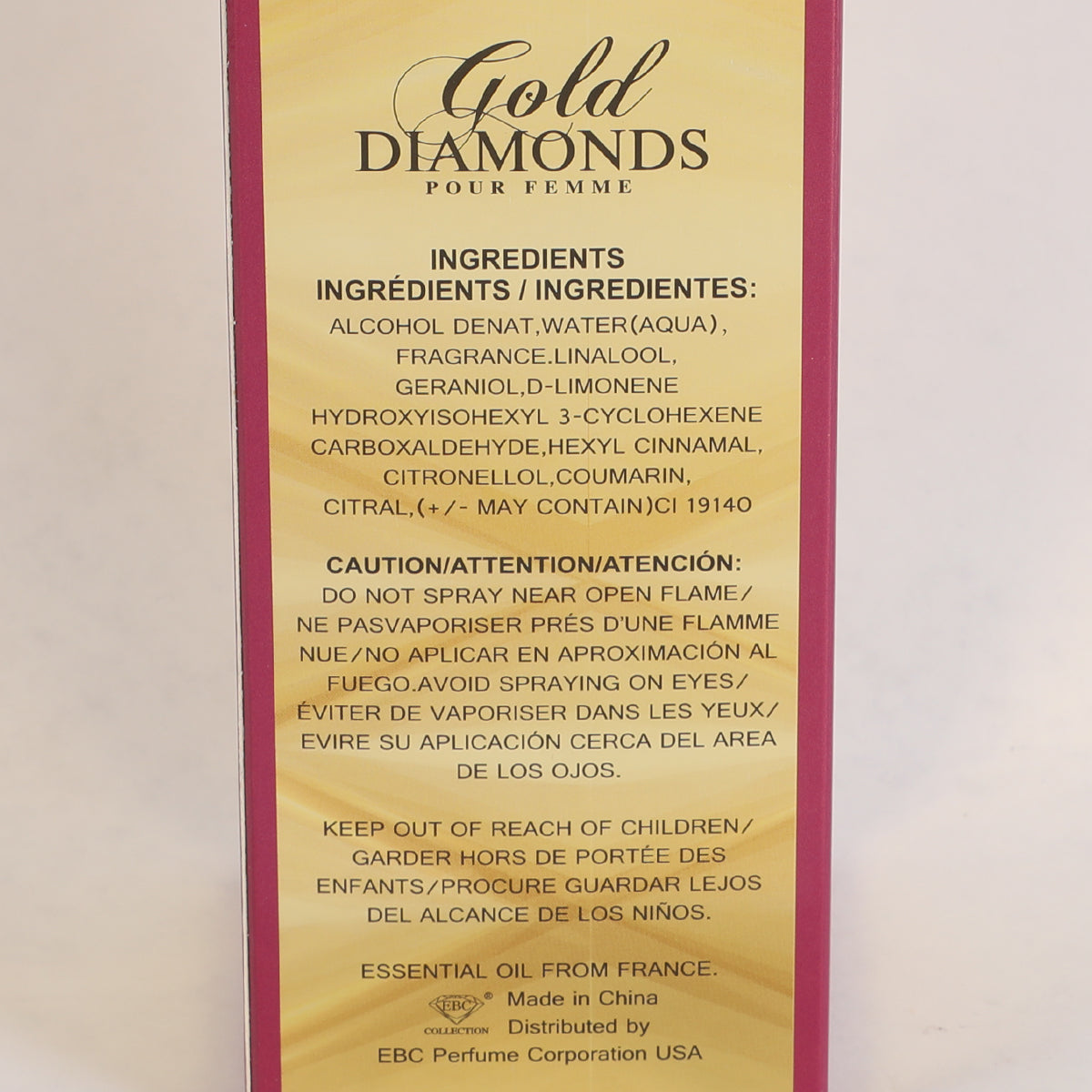 Gold Diamond Spray Perfume Eau De Parfum For Women - 100ML/3.4 FL.OZ.