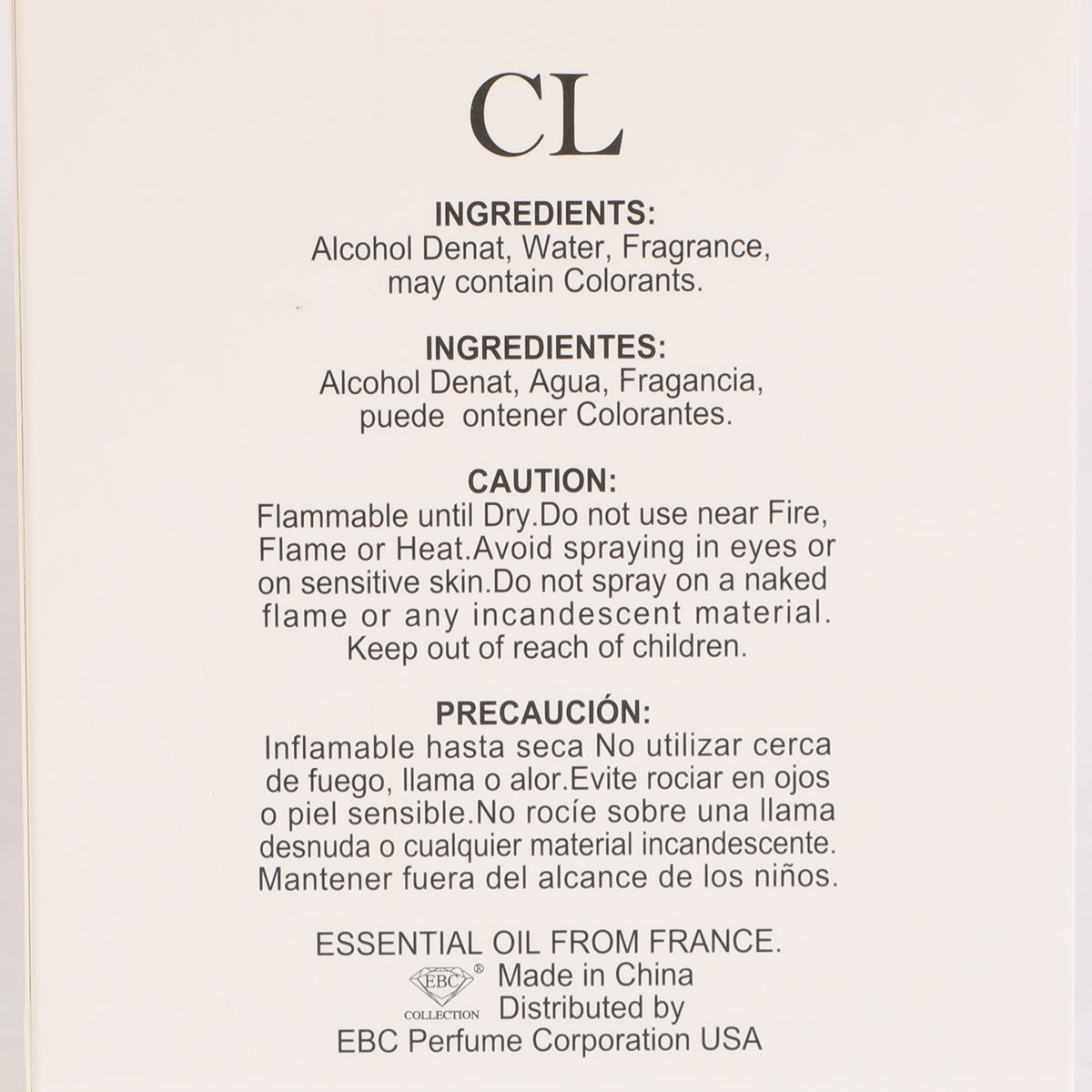 Cl Spray Perfume Eau De Parfum For Women - 100ML/3.4 FL.OZ.