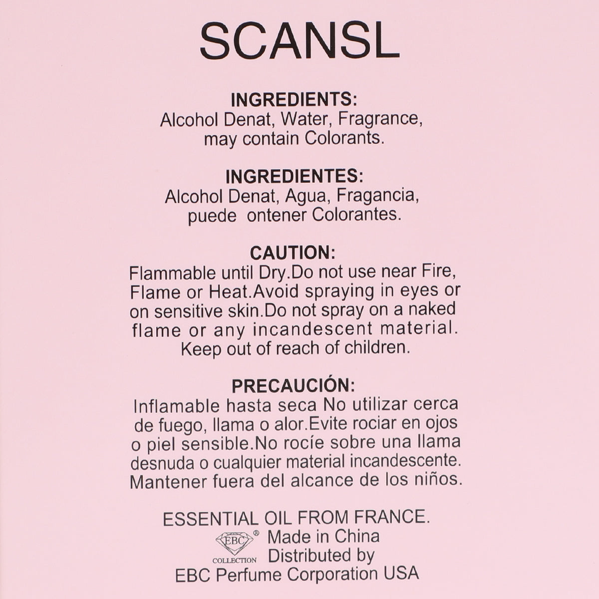 Scansl Spray Perfume Eau De Parfum For Women - 100ML/3.4 FL.OZ.