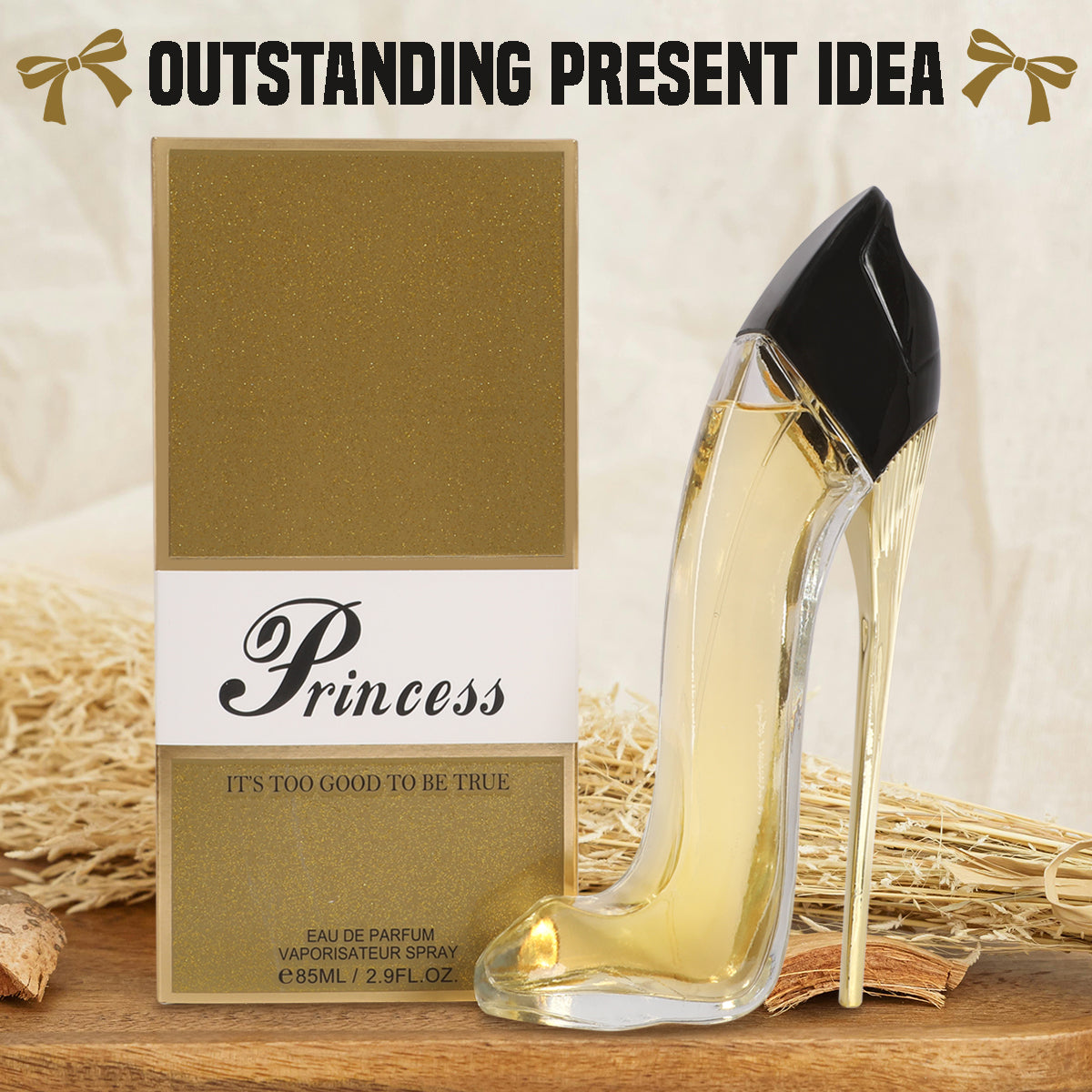 Princess High Heels Gold Spray Perfume Eau De Parfum For Women- 85ML/2.9 FL.OZ.