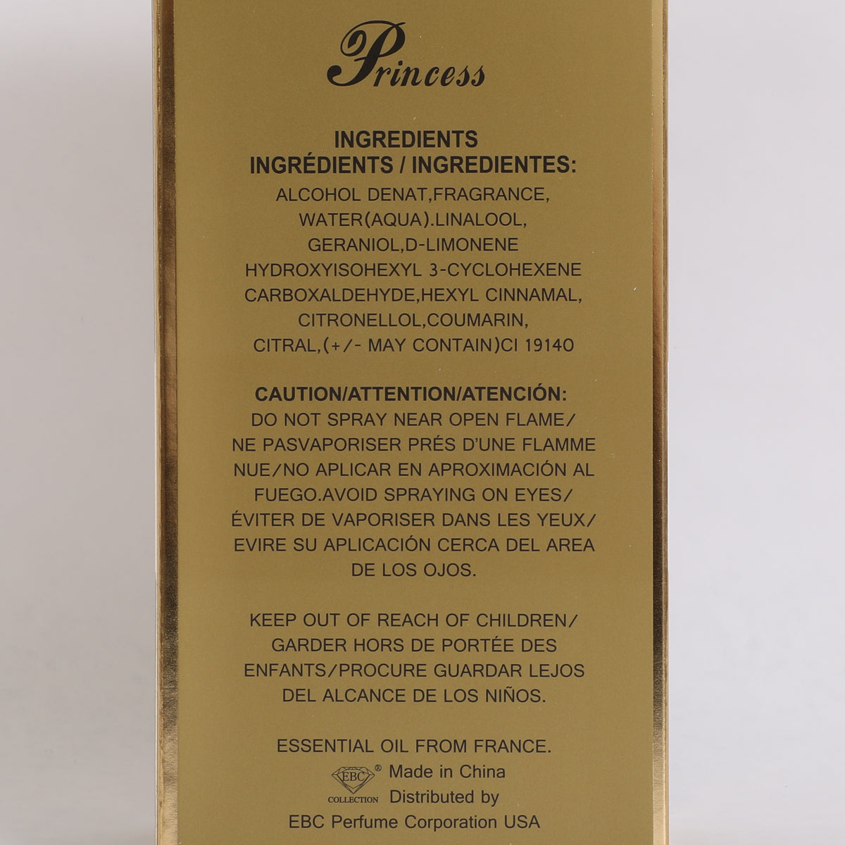 Princess High Heels Gold Spray Perfume Eau De Parfum For Women- 85ML/2.9 FL.OZ.