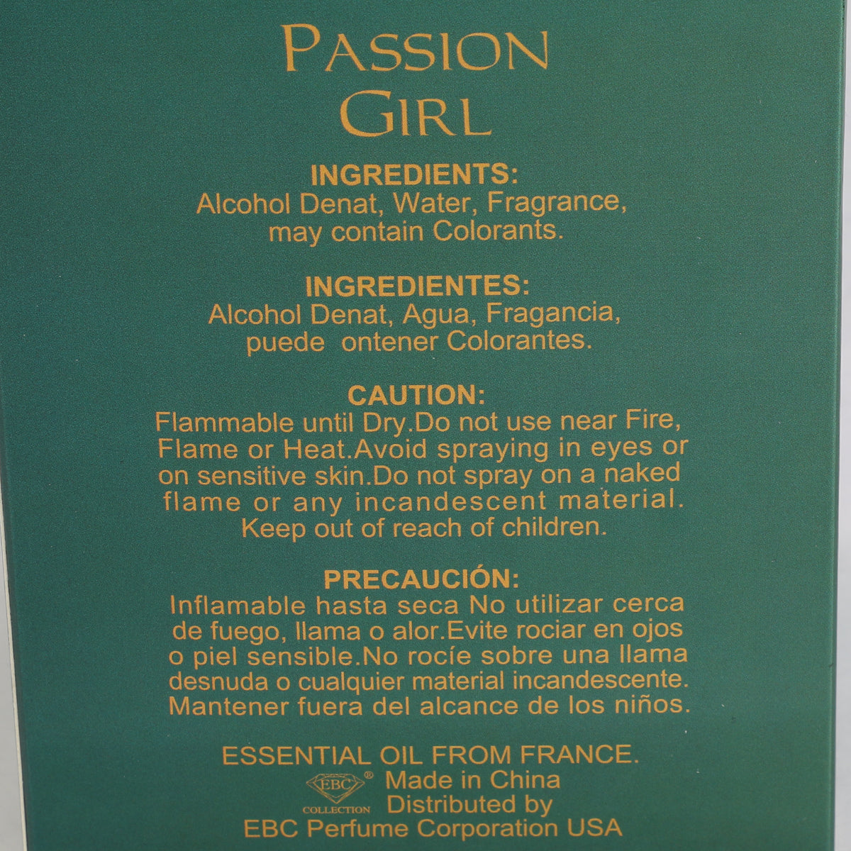 Passion Girl Spray Perfume Eau De Parfum For Women - 100ML/3.4 FL.OZ.