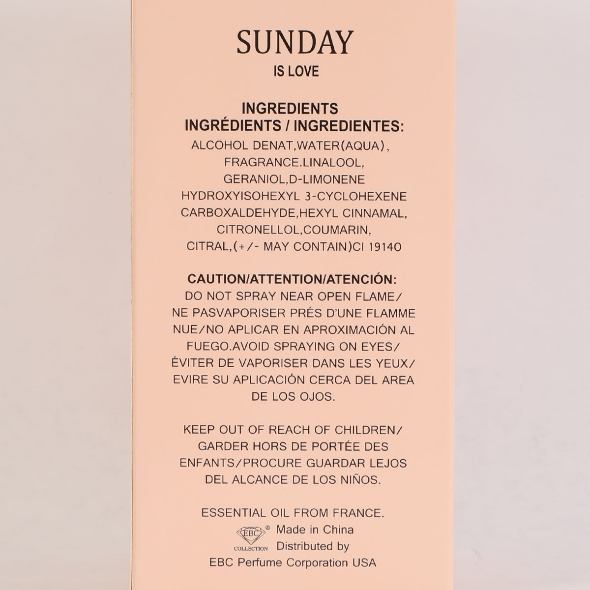 Sunday Is Love Spray Perfume Eau De Parfum For Women - 100ML/3.4 FL.OZ