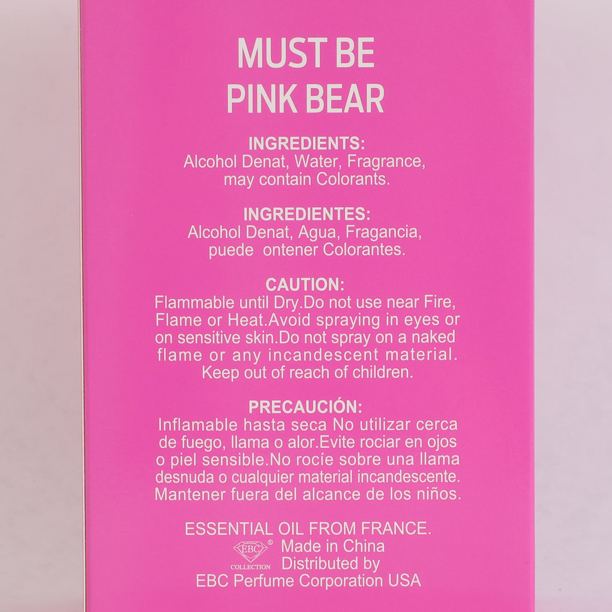 Must Be Pink Bear Spray Perfume Eau De Toilette For Women - 100ML/3.4 FL.OZ.