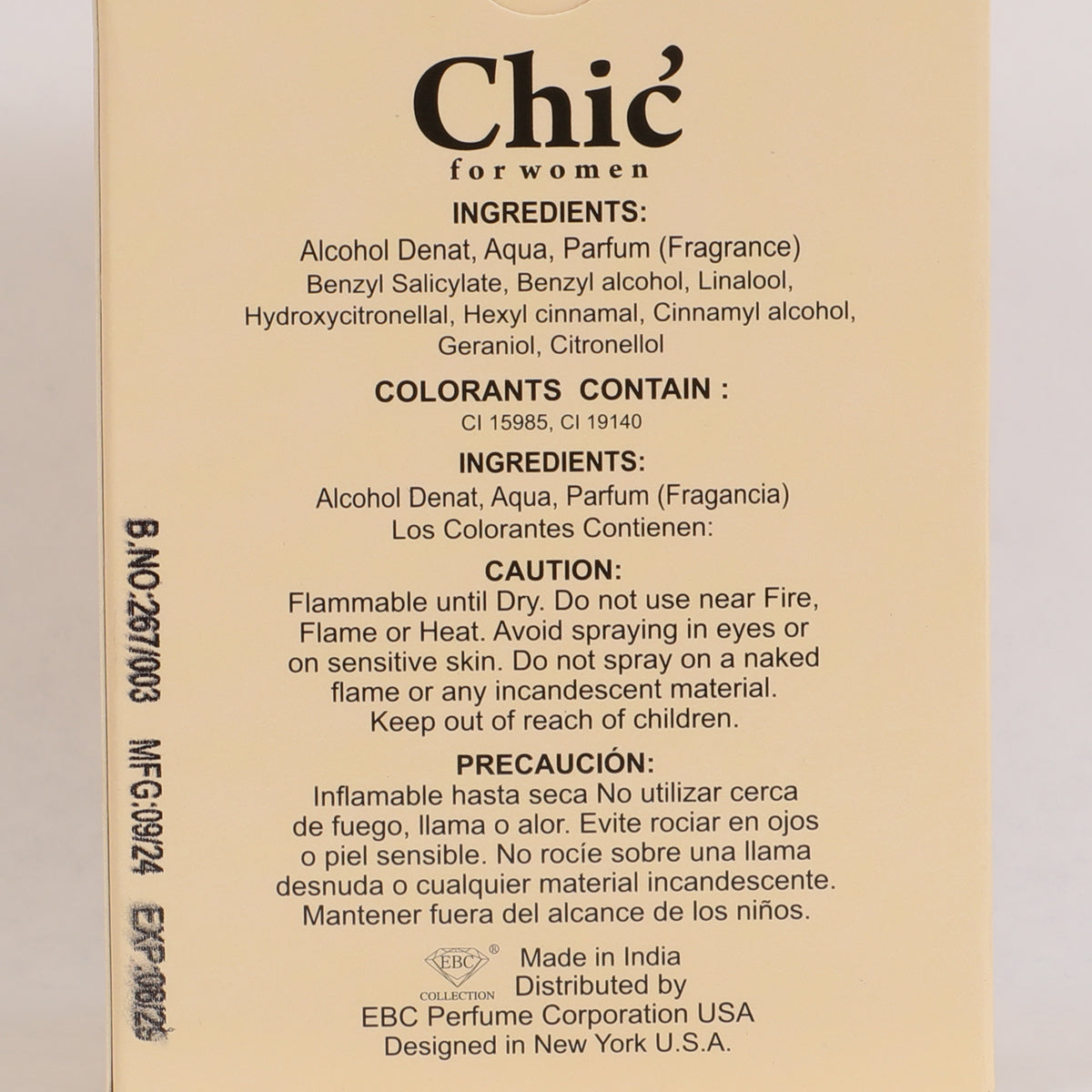 Chic Spray Perfume Eau De Parfum For Women - 100ML/3.4 FL.OZ.