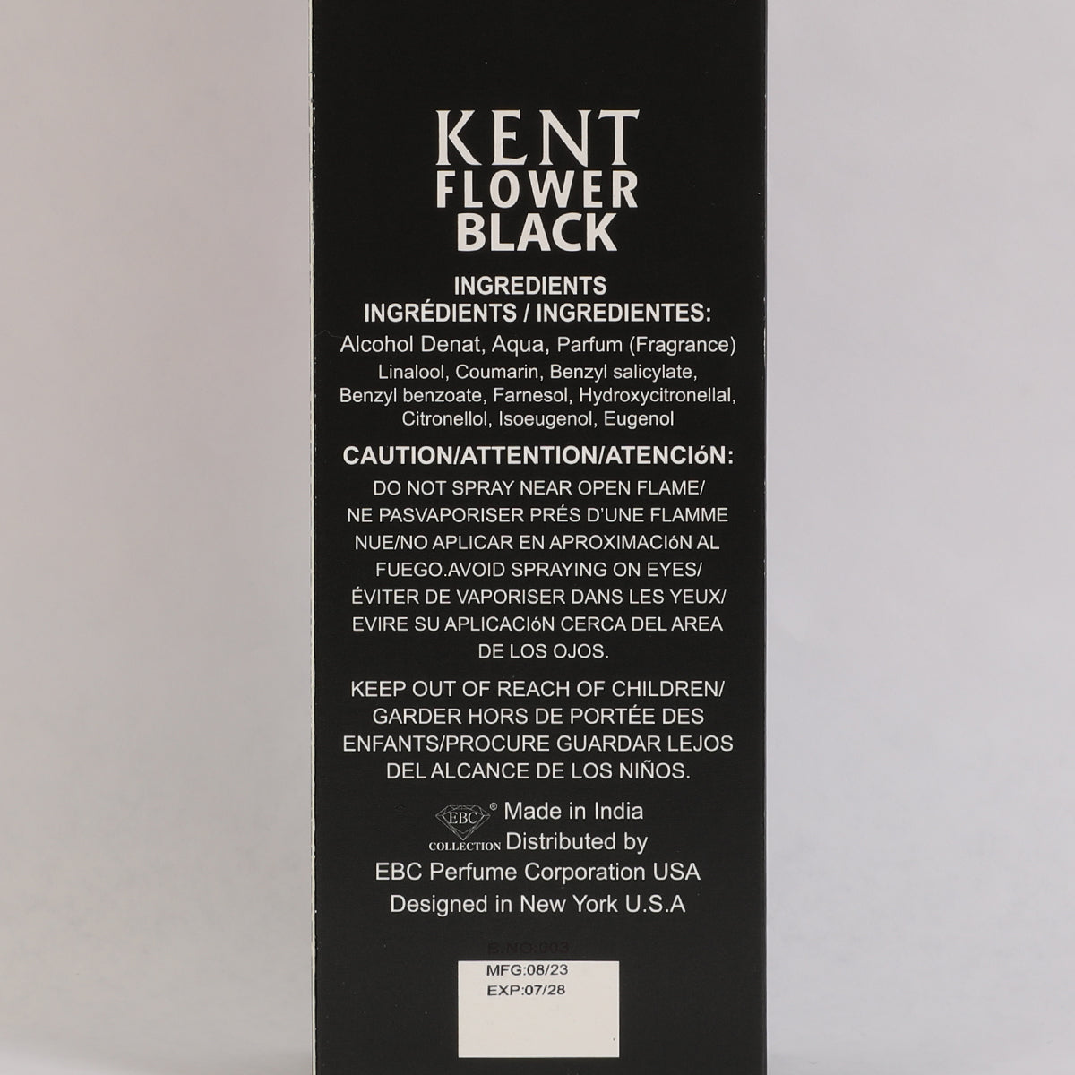 Kent Flower Black Spray Perfume Eau De Parfum For Women - 100ML/3.4 FL.OZ.