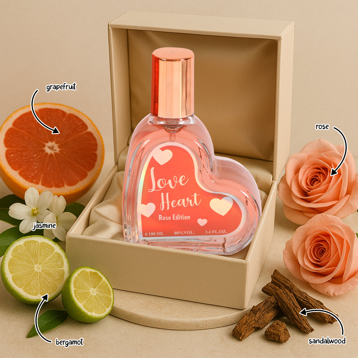 Love Heart Rose Edition Spray Perfume Eau De Parfum For Women - 100ML/3.4 FL.OZ.