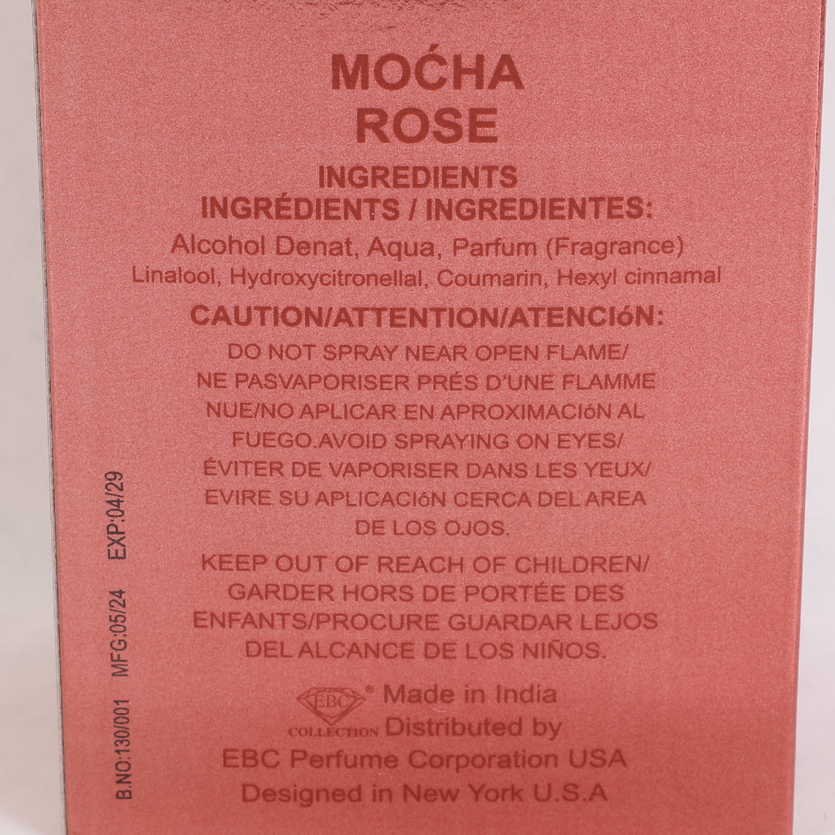 Mocha Rose Spray Perfume Eau De Parfum For Women - 100ML/3.4 FL.OZ.