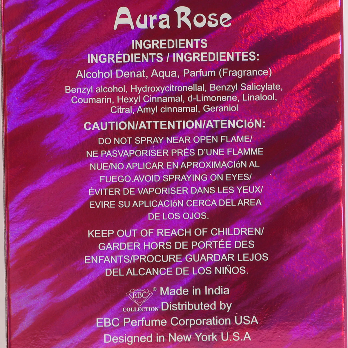Aura Rose Spray Perfume Eau De Parfum For Women - 100ML/3.4 FL.OZ.