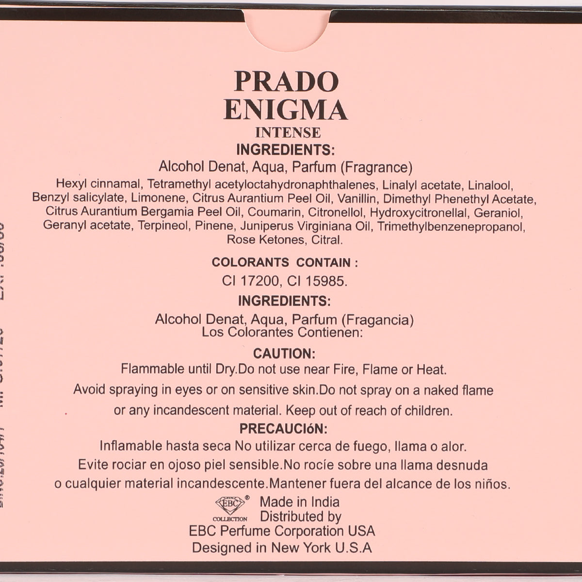 Prado Enigma Intense Spray Perfume Eau De Parfum For Women - 100ML/3.4FL.OZ.
