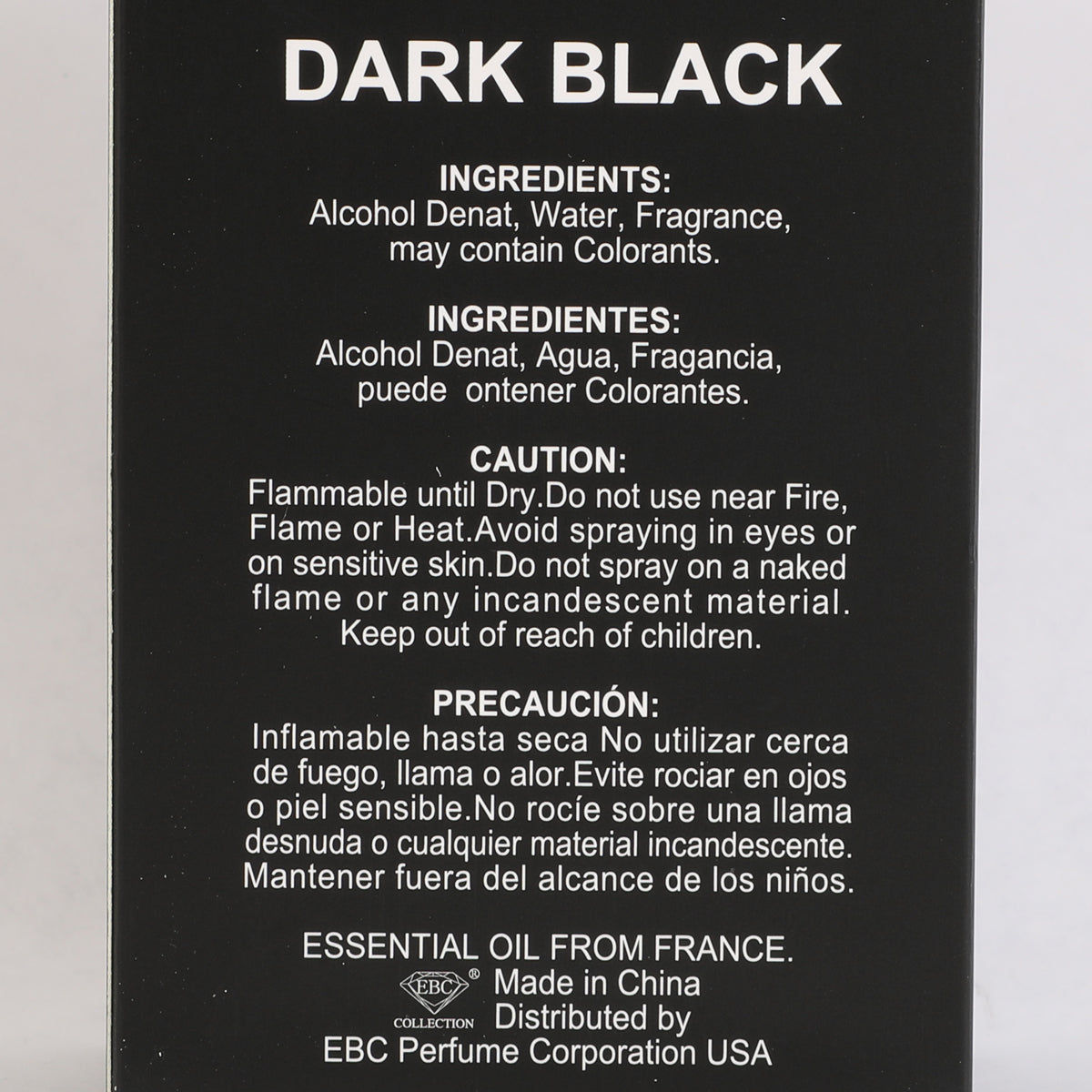 Dark Black Spray Cologne Eau De Toilette For Men - 100ML/3.4 FL.OZ.
