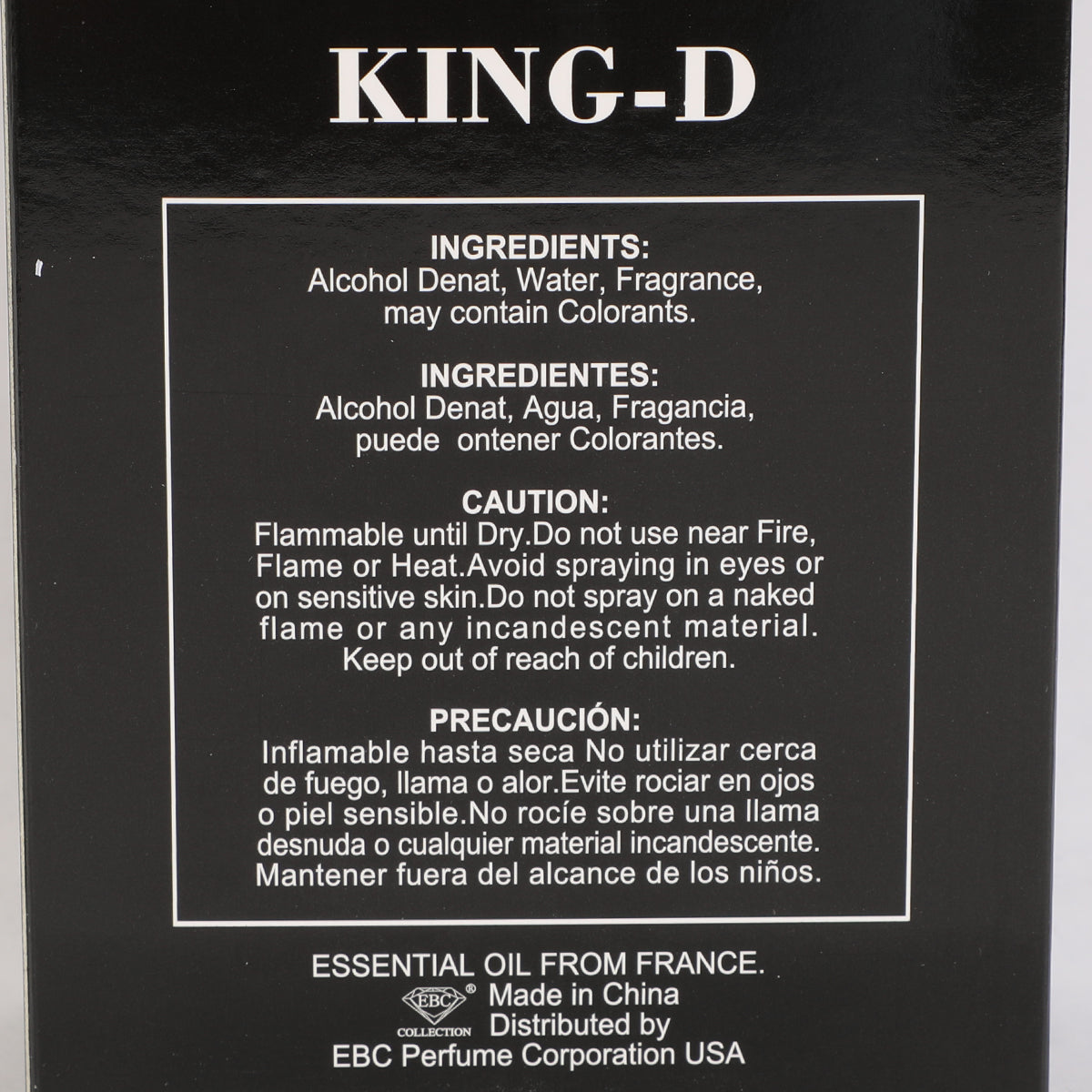 Kind-D Black Spray Cologne Eau De Toilette For Men - 100ML/3.4 FL.OZ.