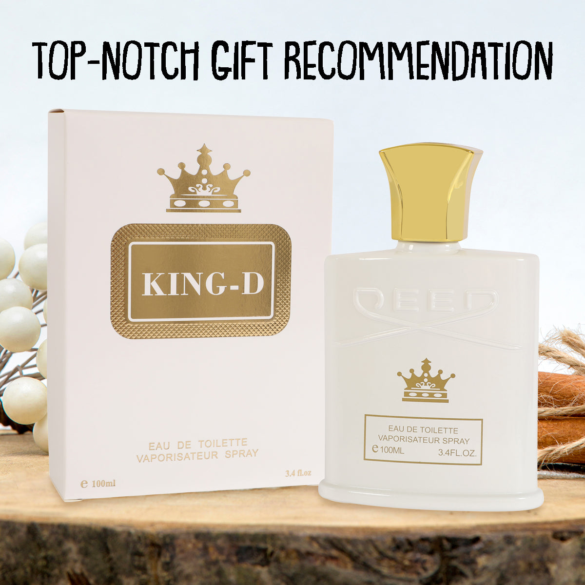 King-D White Spray Cologne Eau De Toilette For Men - 100ML/3.4 FL.OZ.