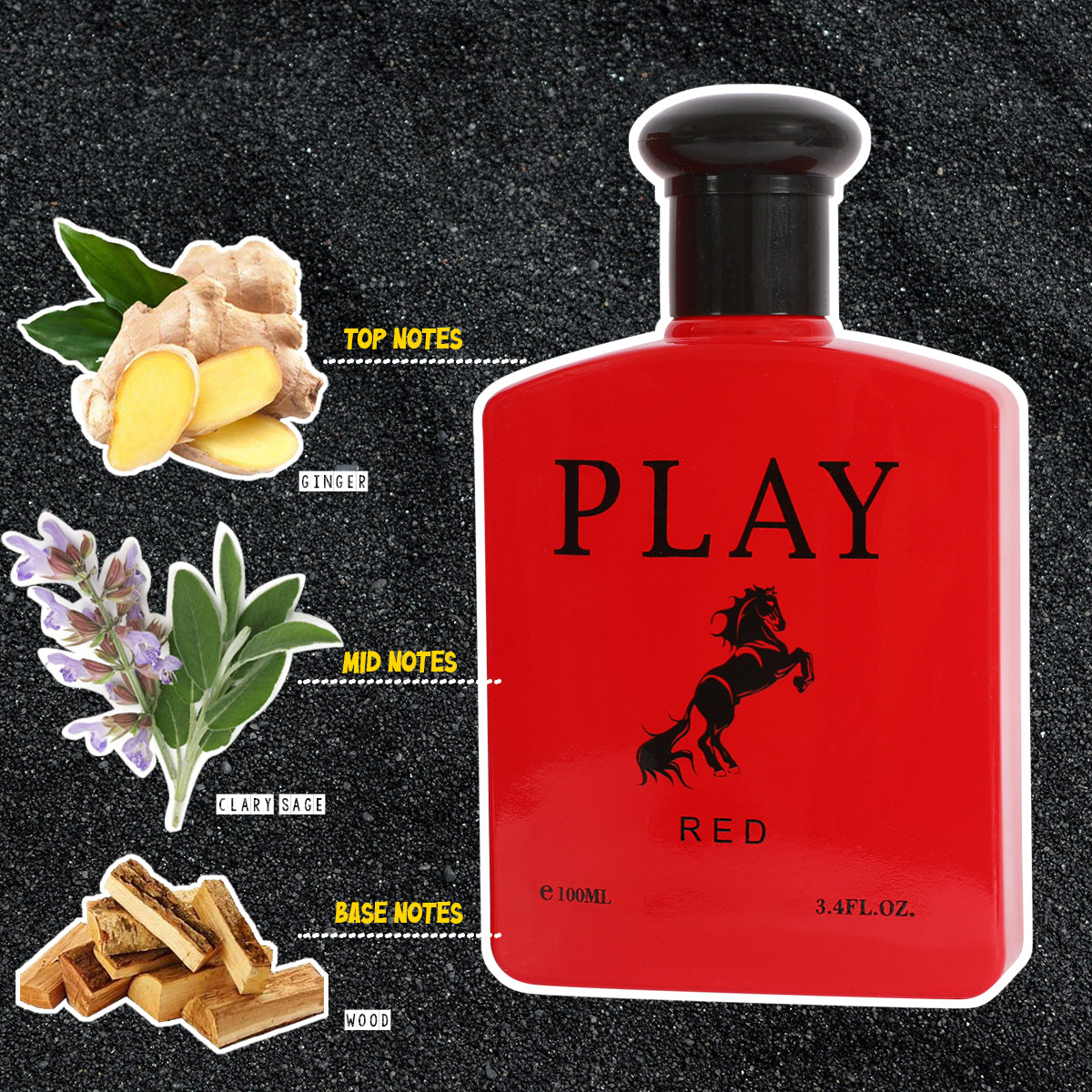 Play Red Spray Cologne Eau De Toilette For Men - 100ML/3.4 FL.OZ.