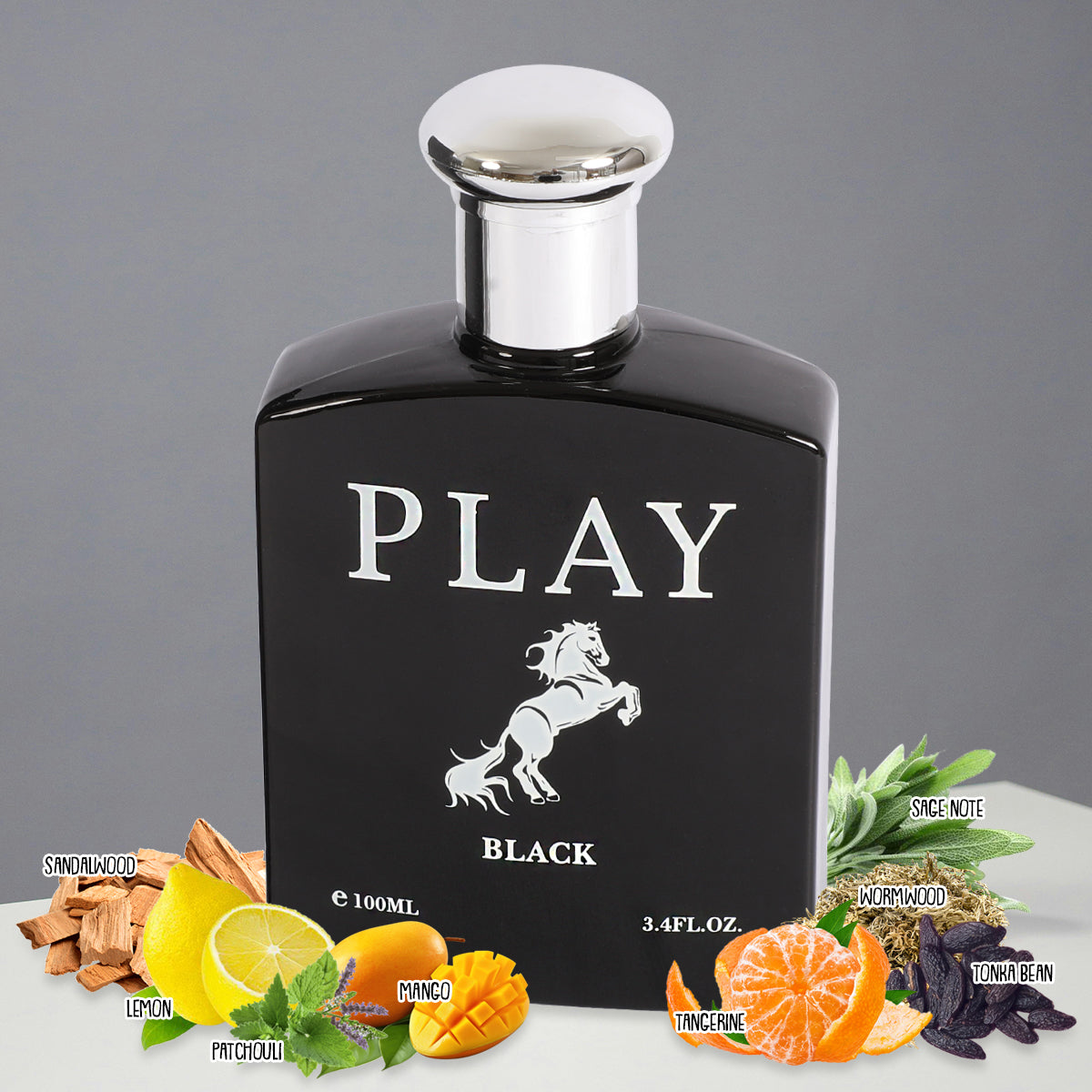 Play Black Spray Cologne Eau De Toilette For Men - 100ML/3.4 FL.OZ.