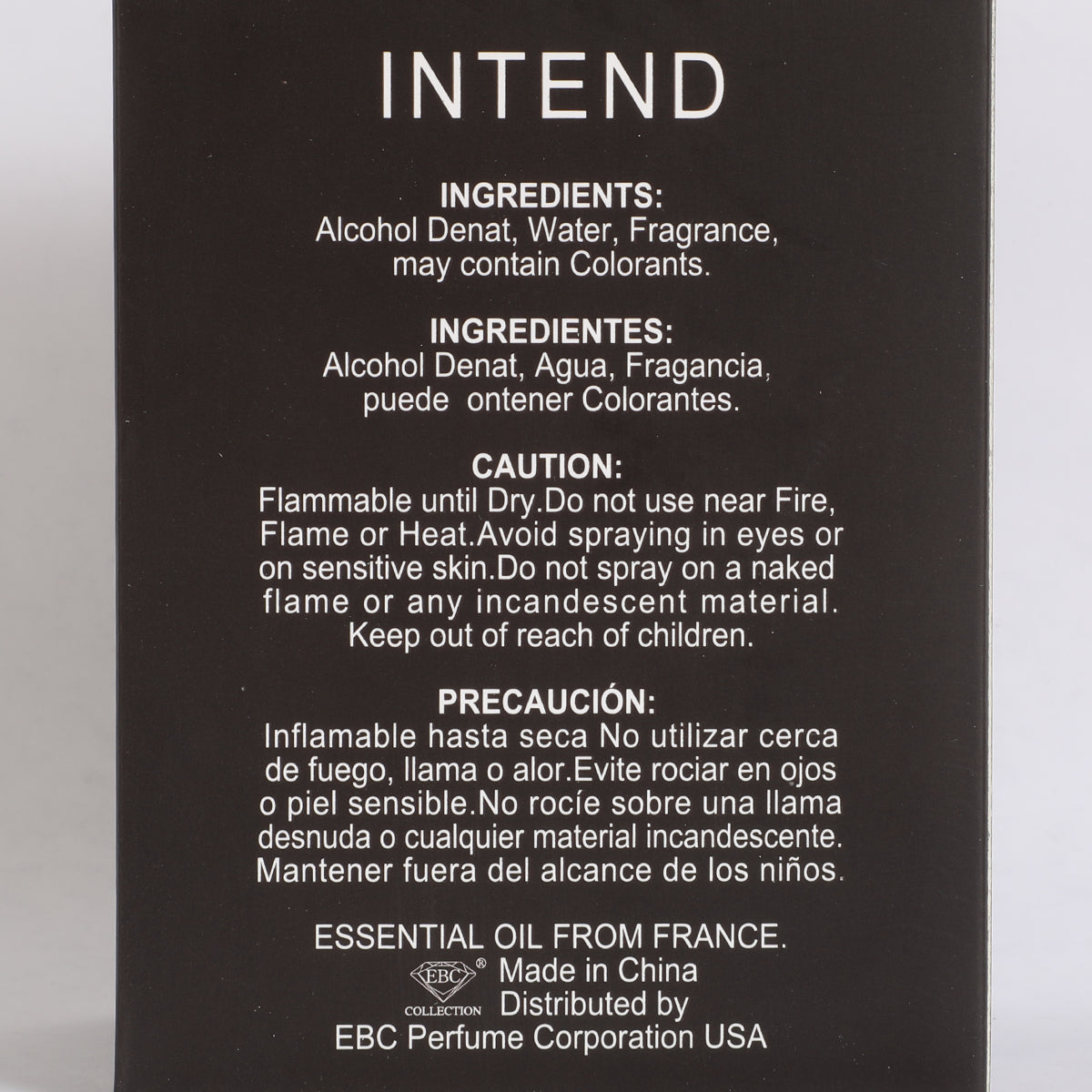 Intend Spray Cologne Eau De Parfum For Men - 110ML/3.8 FL.OZ.
