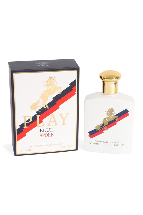 Play Blue Spore Spray Cologne Eau De Toilette For Men - 100ML / 3.4 FL.OZ.
