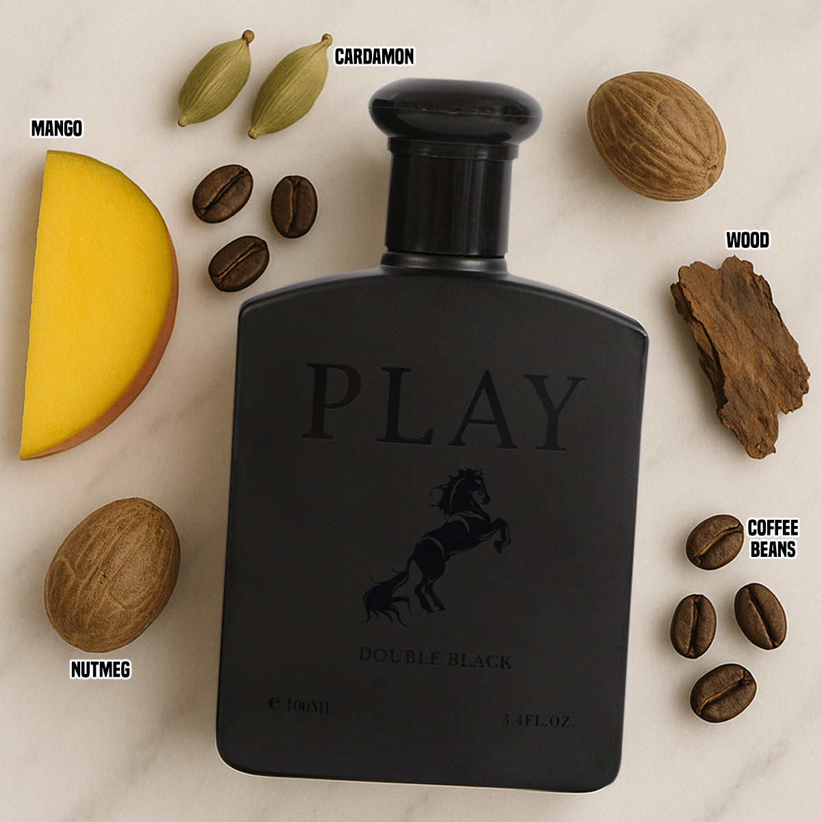 Play Double Black Spray Cologne Eau De Toilette For Men - 100ML/3.4 FL.OZ.