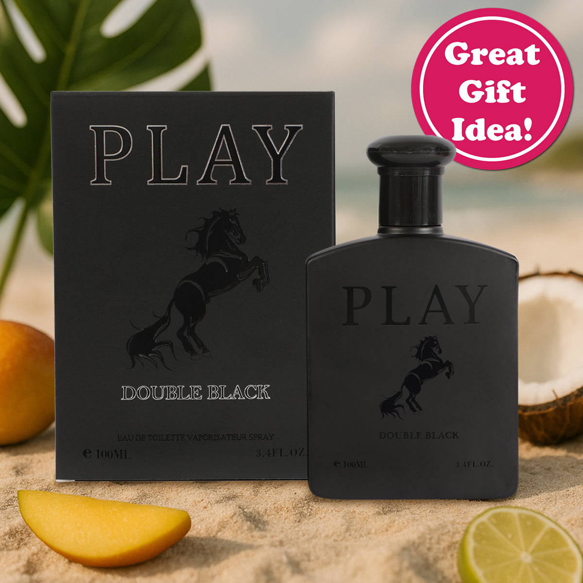 Play Double Black Spray Cologne Eau De Toilette For Men - 100ML/3.4 FL.OZ.