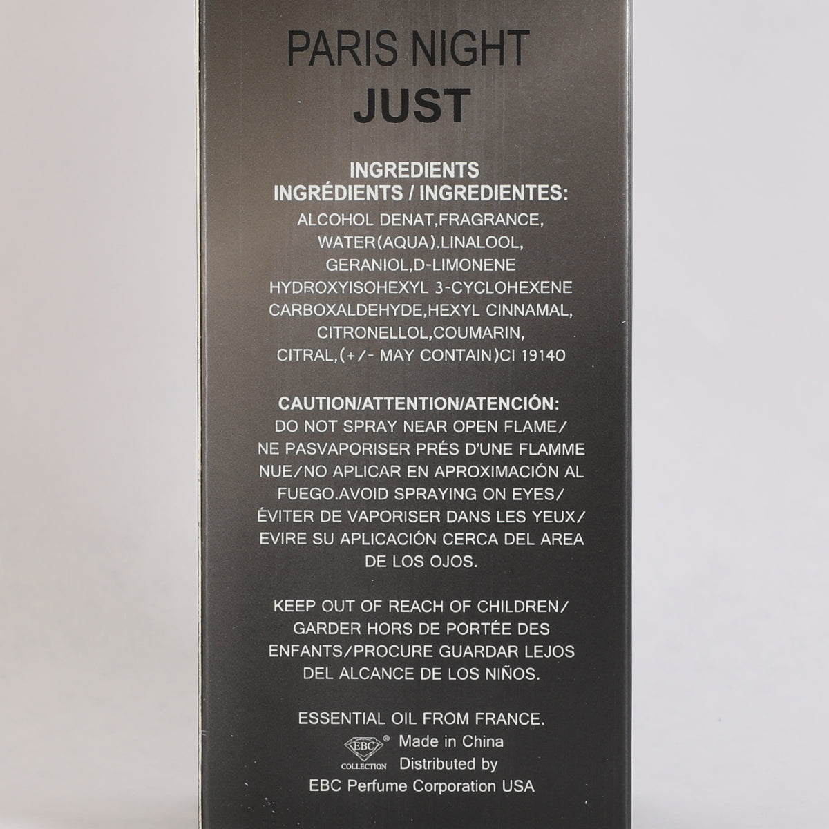 Paris Night Just For Men Spray Cologne Eau De Toilette For Men - 100ML/3.4 FL.OZ.