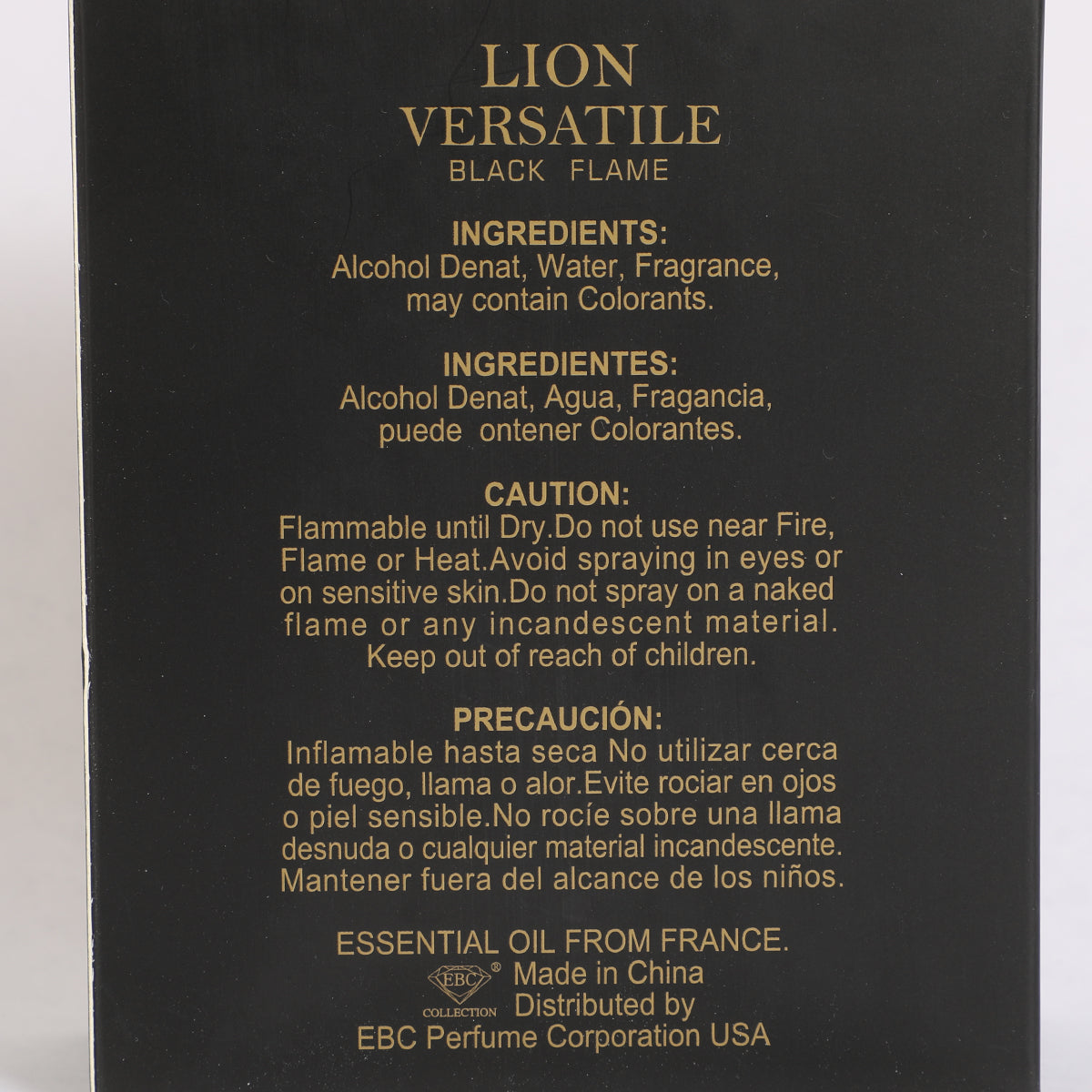Lion Versatile Black Flame Spray Cologne Eau De Toilette For Men - 100ML/3.4 FL.OZ