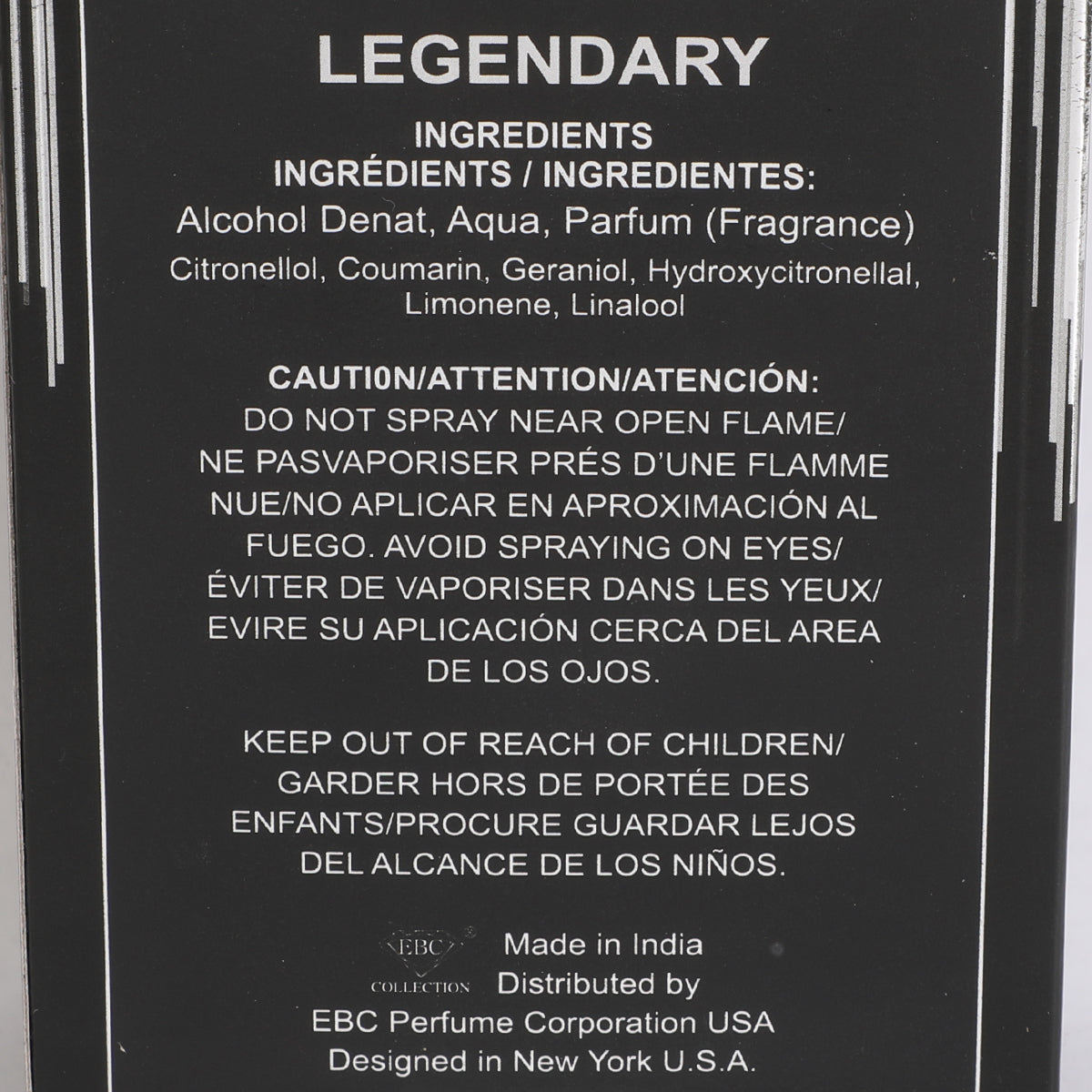 Legendary Spray Perfume Eau De Parfum For Men - 100ML/3.4 FL.OZ.